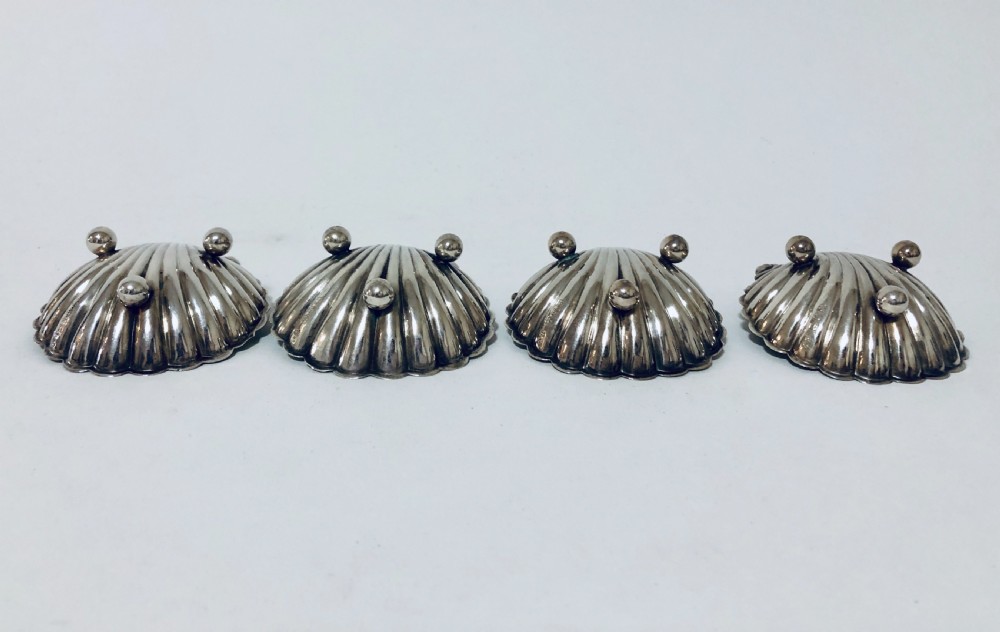Set of 4 Victorian Solid Sterling Silver Shell Salt Dishes View VIII