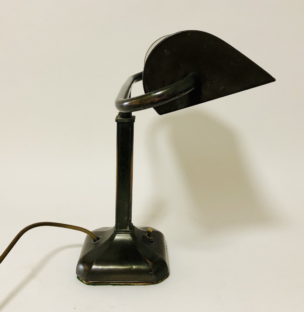 Antique Art Deco Bronzed Bankers Desk Lamp View XI