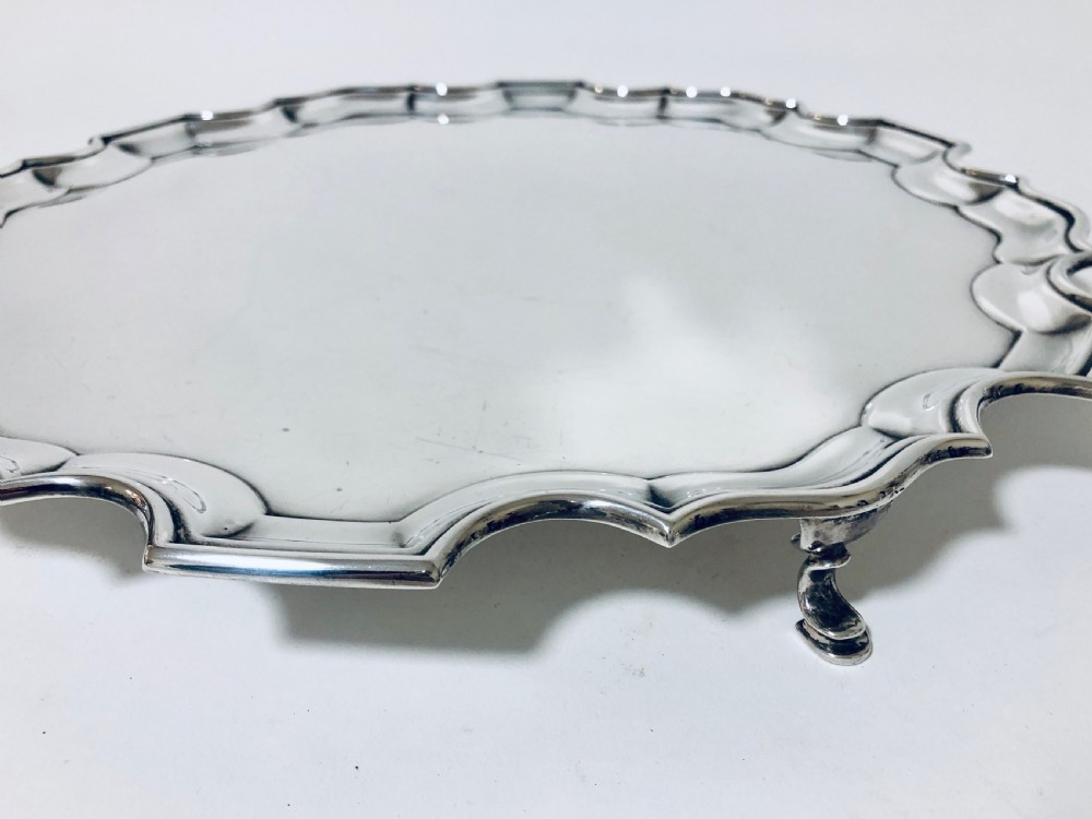 Large Antique Solid Silver Salver View V