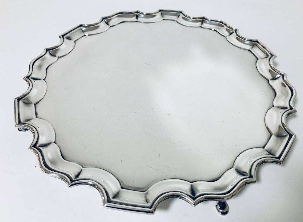 Large Antique Solid Silver Salver View VI