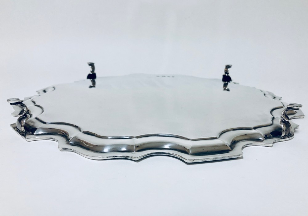 Large Antique Solid Silver Salver View X