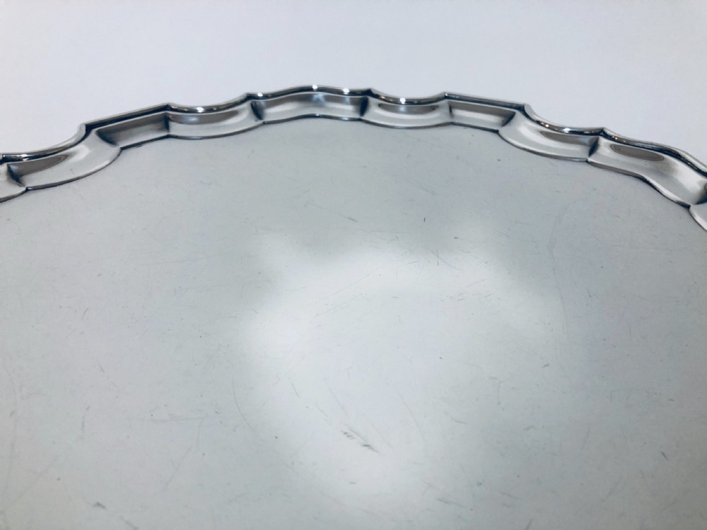 Large Antique Solid Silver Salver View XI