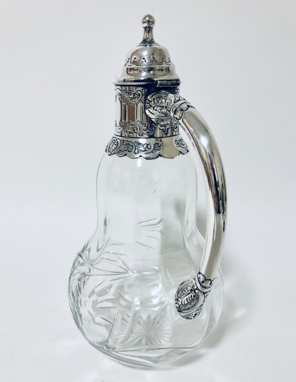 Victorian Cut Glass Sterling Silver Claret Jug View II