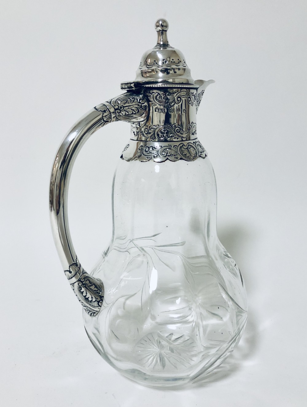 Victorian Cut Glass Sterling Silver Claret Jug View IV