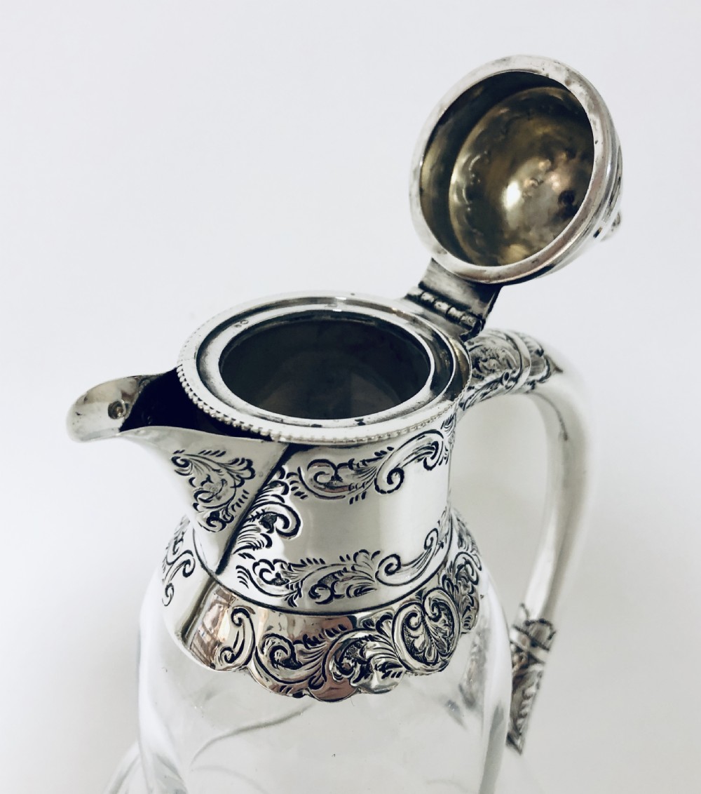 Victorian Cut Glass Sterling Silver Claret Jug View IX