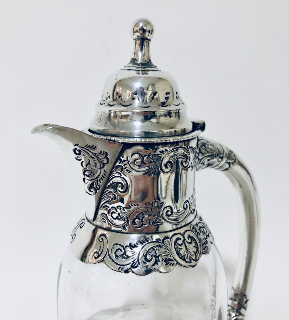 Victorian Cut Glass Sterling Silver Claret Jug View XI