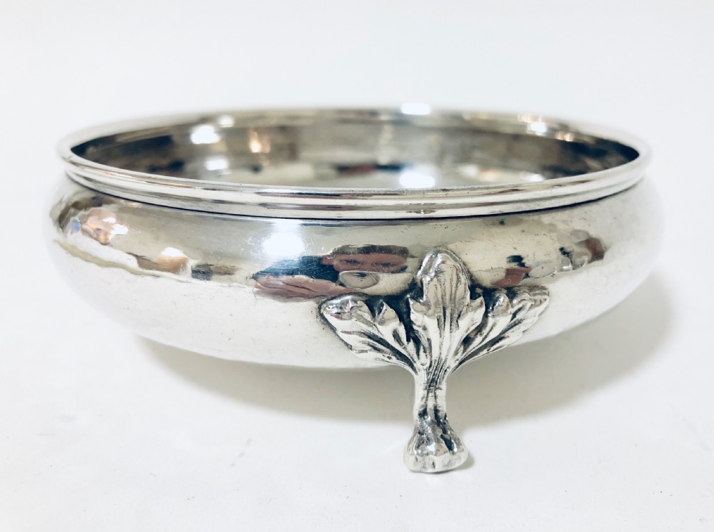 Arts and Crafts Solid Silver Hammered Bowl by Albert Edward Jones 1934 View III