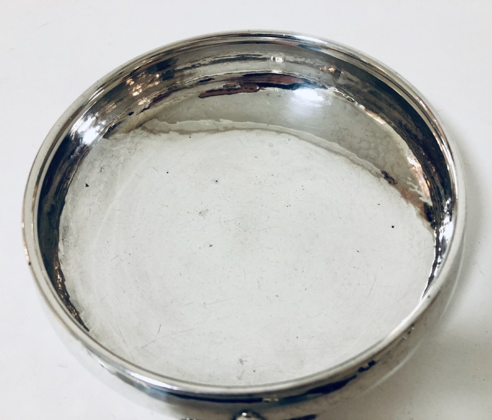 Arts and Crafts Solid Silver Hammered Bowl by Albert Edward Jones 1934 View VII