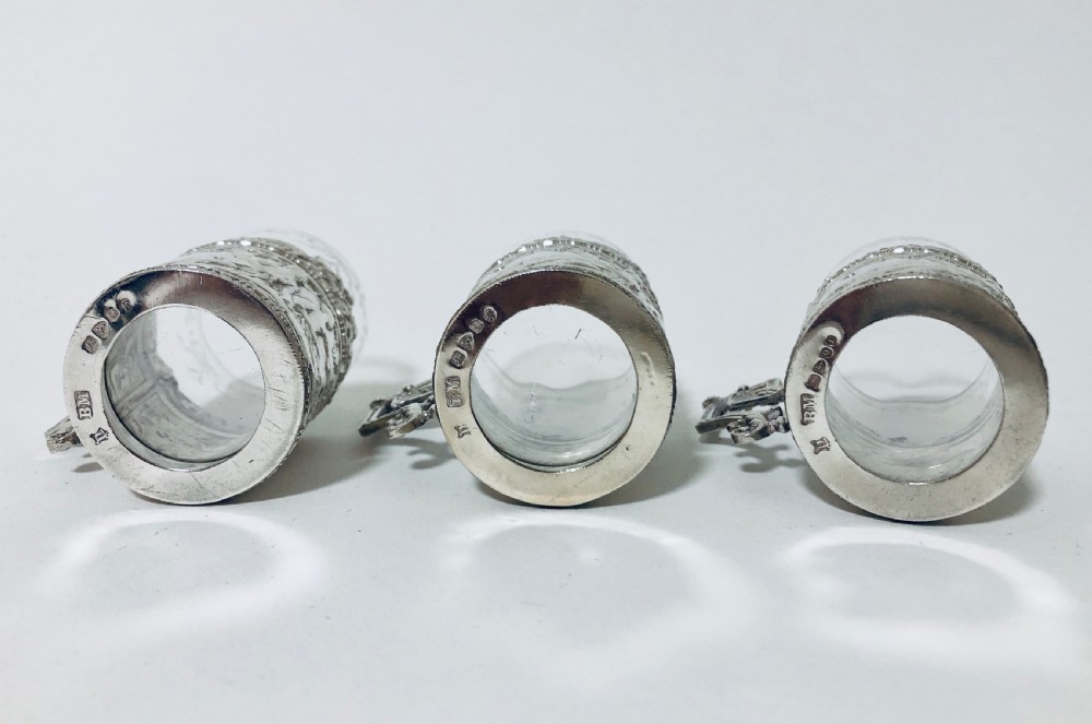 Set of 3 Antique Silver Mounted Coffee Cups View V