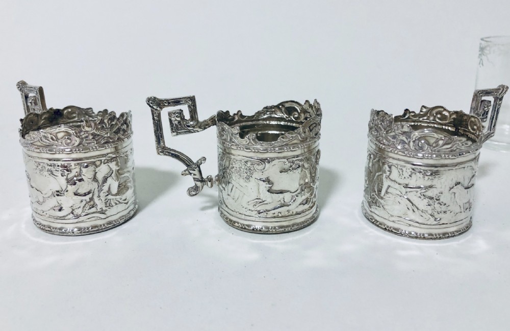 Set of 3 Antique Silver Mounted Coffee Cups View X