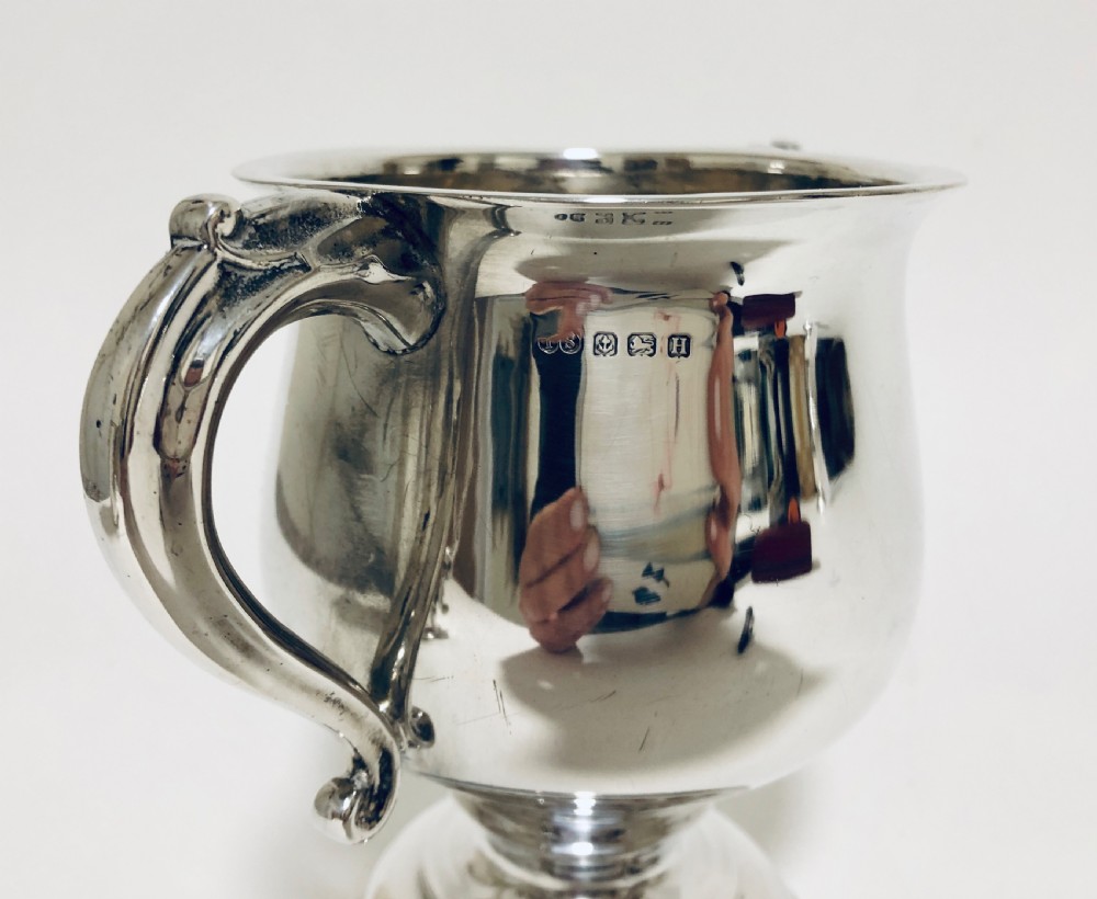 Large Antique Solid Silver Twin Handled Trophy Cup View X