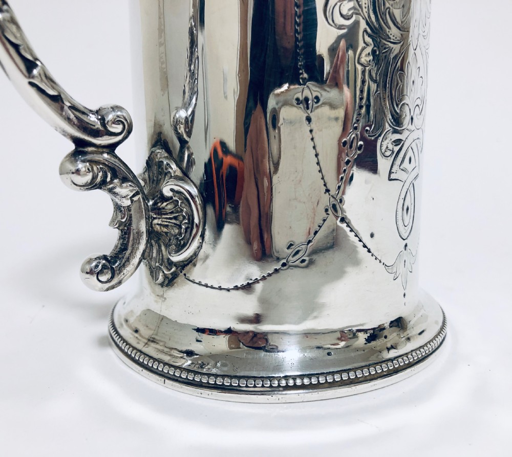 Victorian Solid Silver Tankard Mug View IX