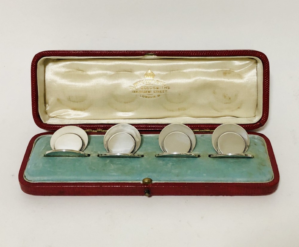 Set of 4 Solid Silver Menu Holders in Original Box