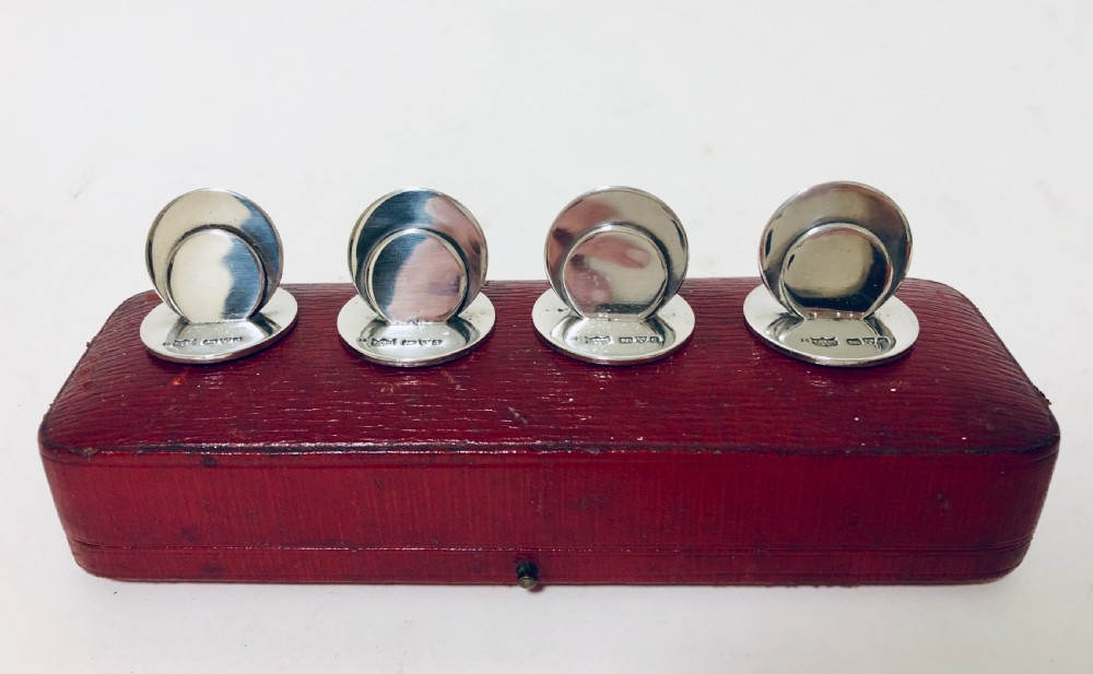 Set of 4 Solid Silver Menu Holders in Original Box View II
