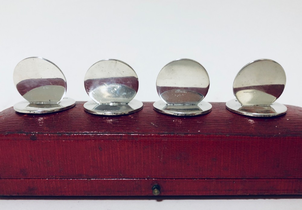 Set of 4 Solid Silver Menu Holders in Original Box View IV