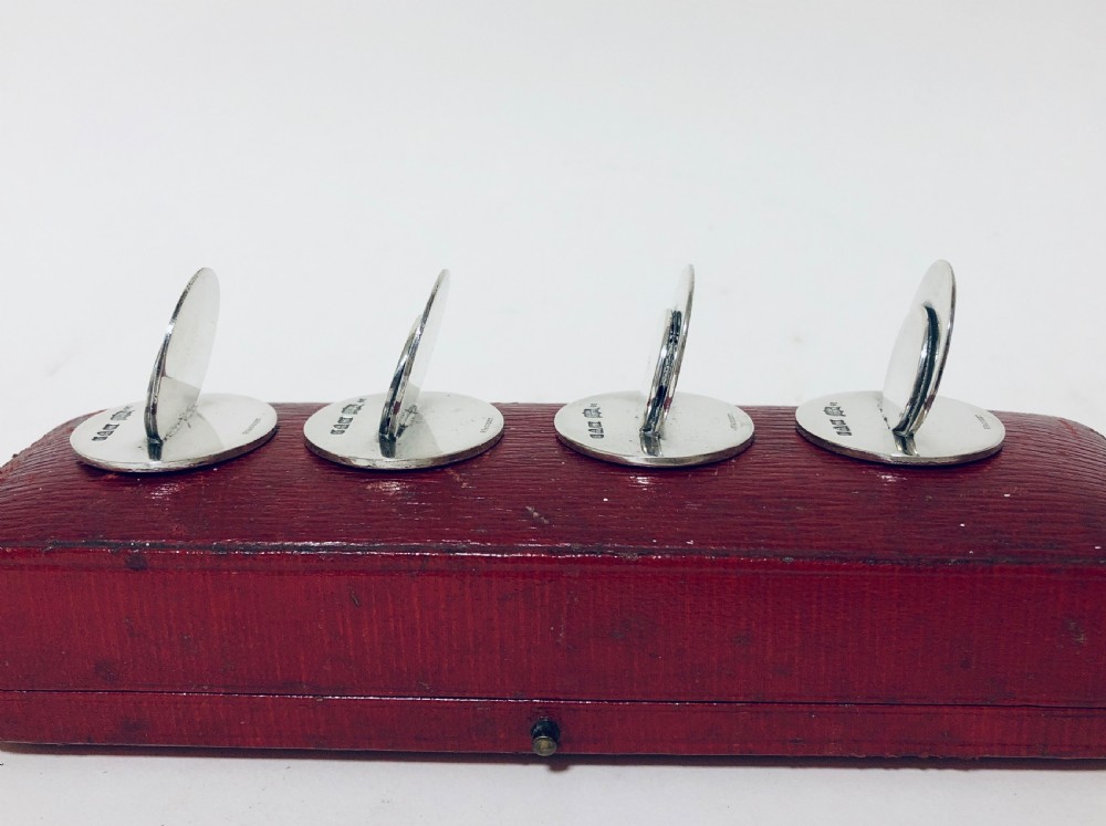 Set of 4 Solid Silver Menu Holders in Original Box View V