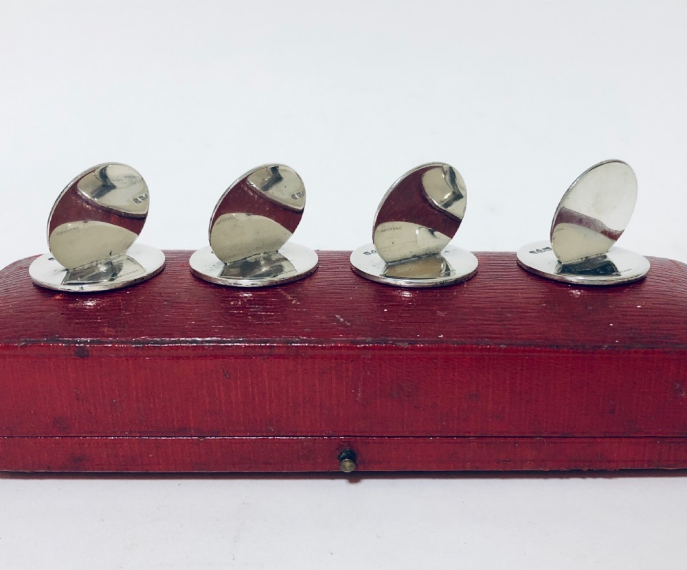 Set of 4 Solid Silver Menu Holders in Original Box View VI
