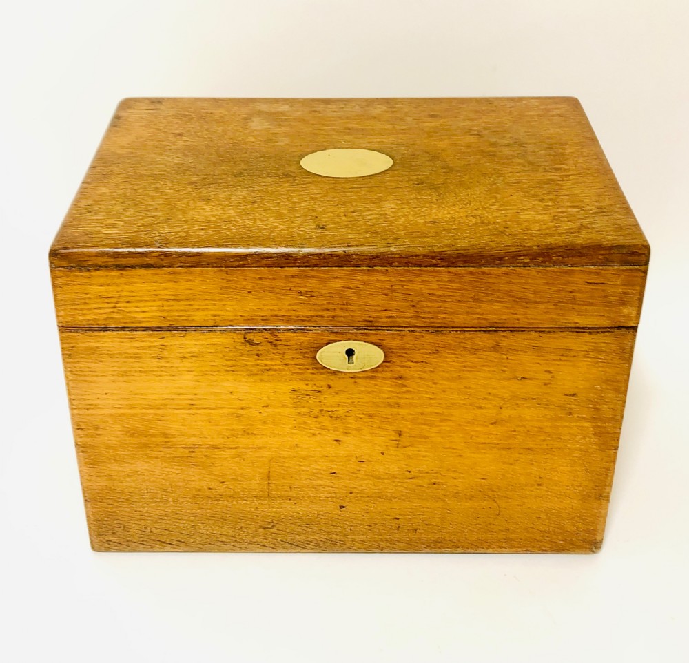 Antique Oak Desktop Stationery Cabinet Box View II