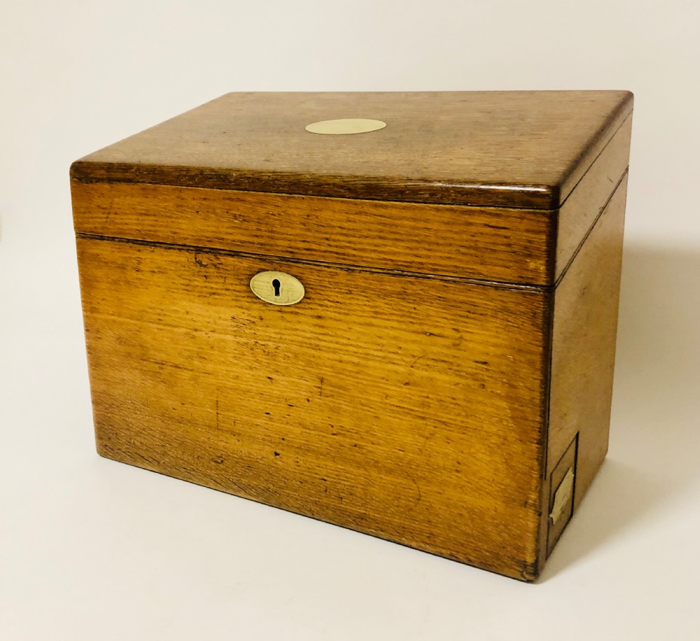 Antique Oak Desktop Stationery Cabinet Box View IV