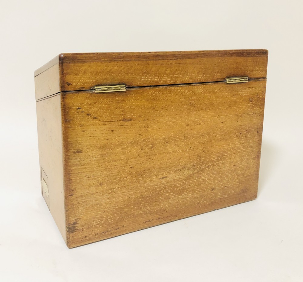 Antique Oak Desktop Stationery Cabinet Box View V