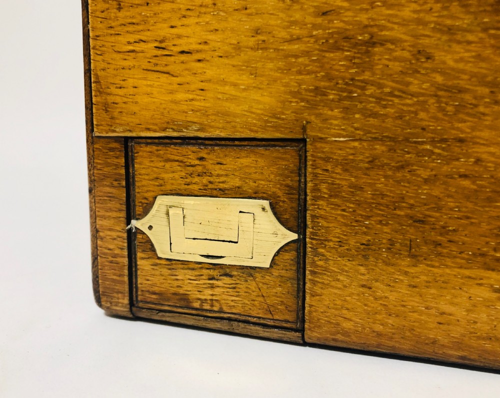 Antique Oak Desktop Stationery Cabinet Box View VI