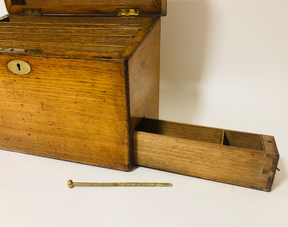 Antique Oak Desktop Stationery Cabinet Box View XI