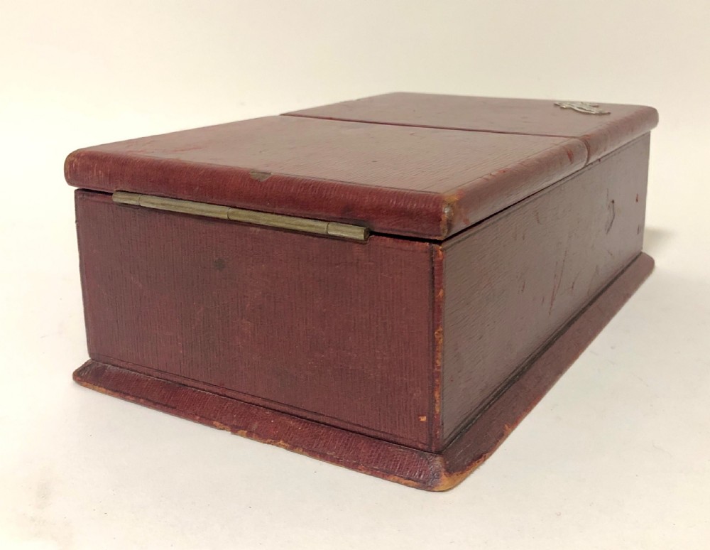 Antique Leather and Silver Cigar Box Humidor View V