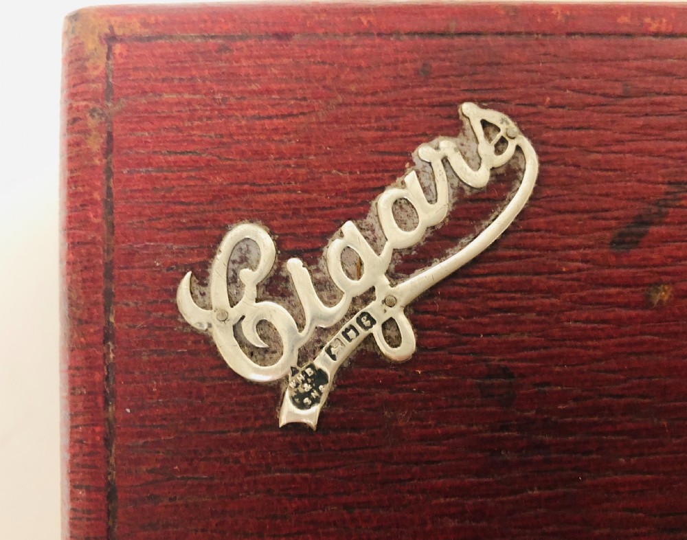 Antique Leather and Silver Cigar Box Humidor View VIII