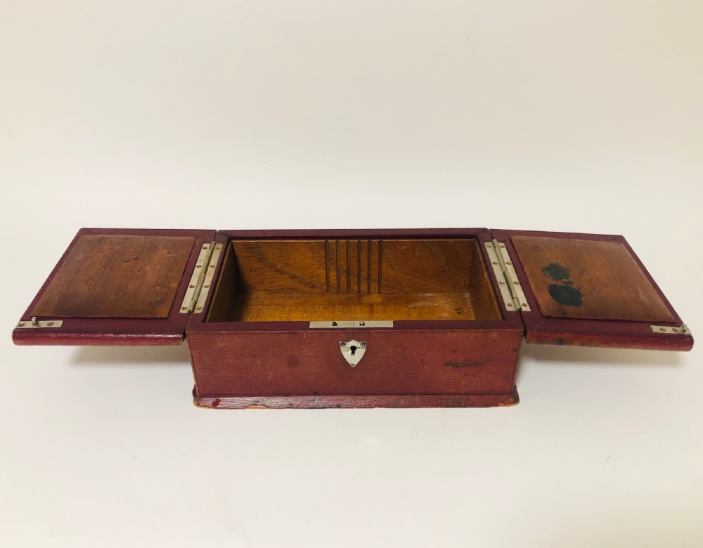 Antique Leather and Silver Cigar Box Humidor View IX