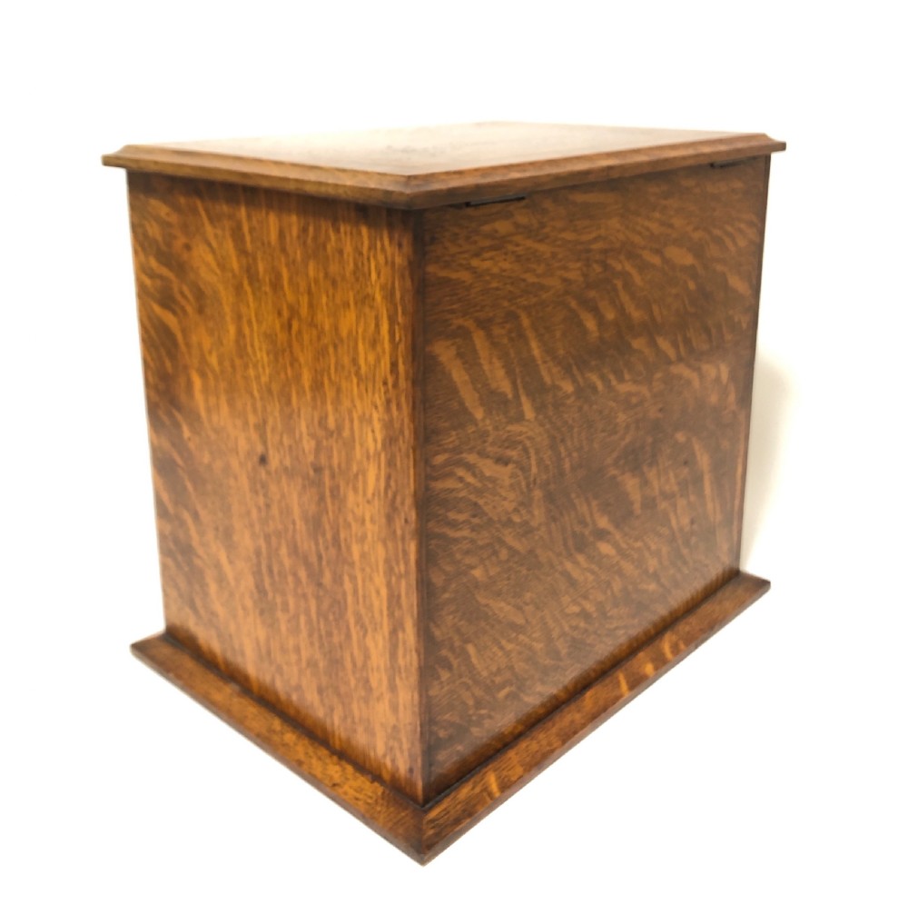 Antique Oak Pipe Smokers Cabinet Humidor View V