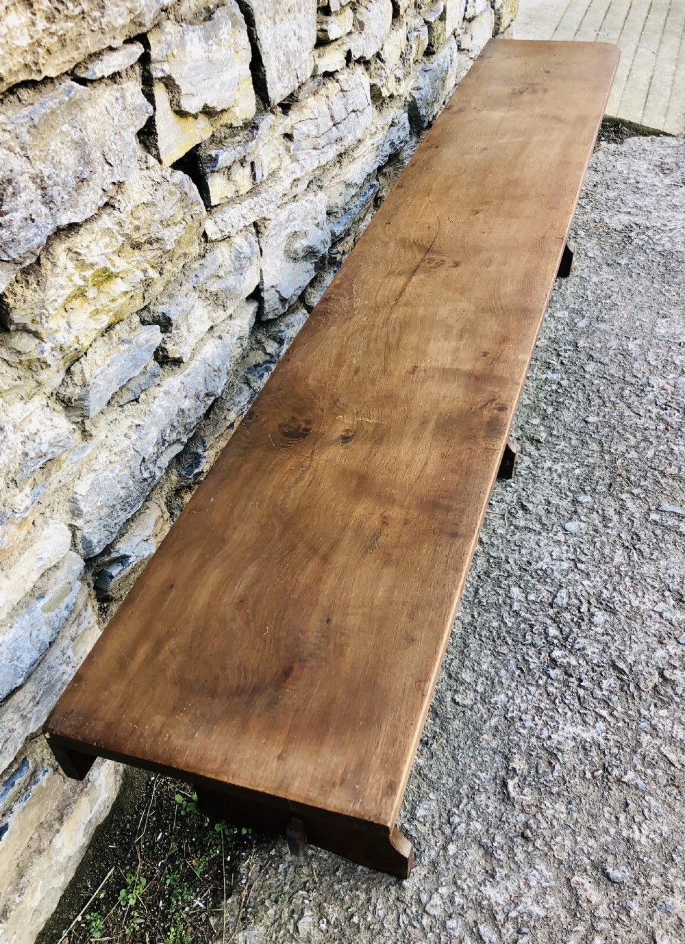 Large Antique 6ft Fruitwood Bench View VII