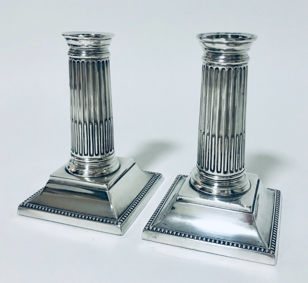 Pair of Victorian Solid Silver Column Candlesticks View XI