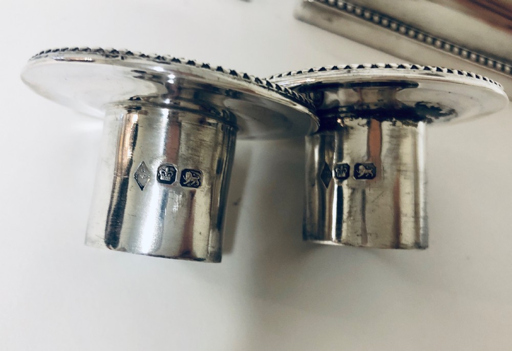 Pair of Victorian Solid Silver Column Candlesticks View XII