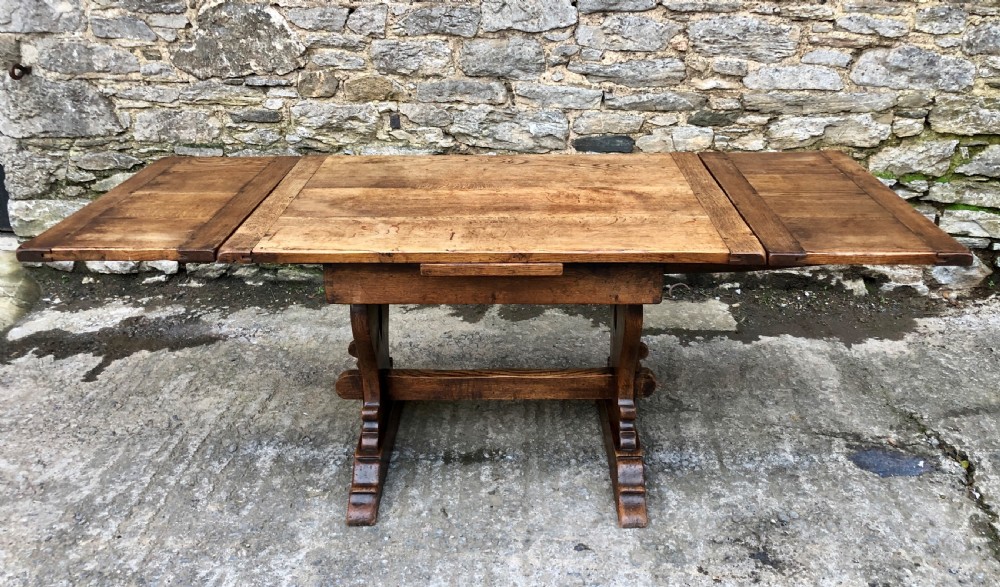 Antique Oak Draw Leaf Extending Refectory Table View IV