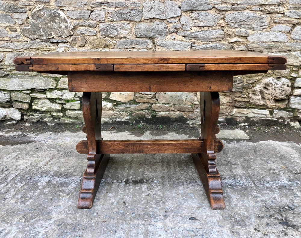Antique Oak Draw Leaf Extending Refectory Table View VI