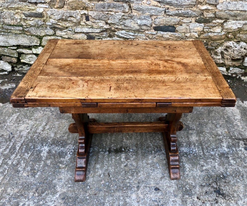 Antique Oak Draw Leaf Extending Refectory Table View VII