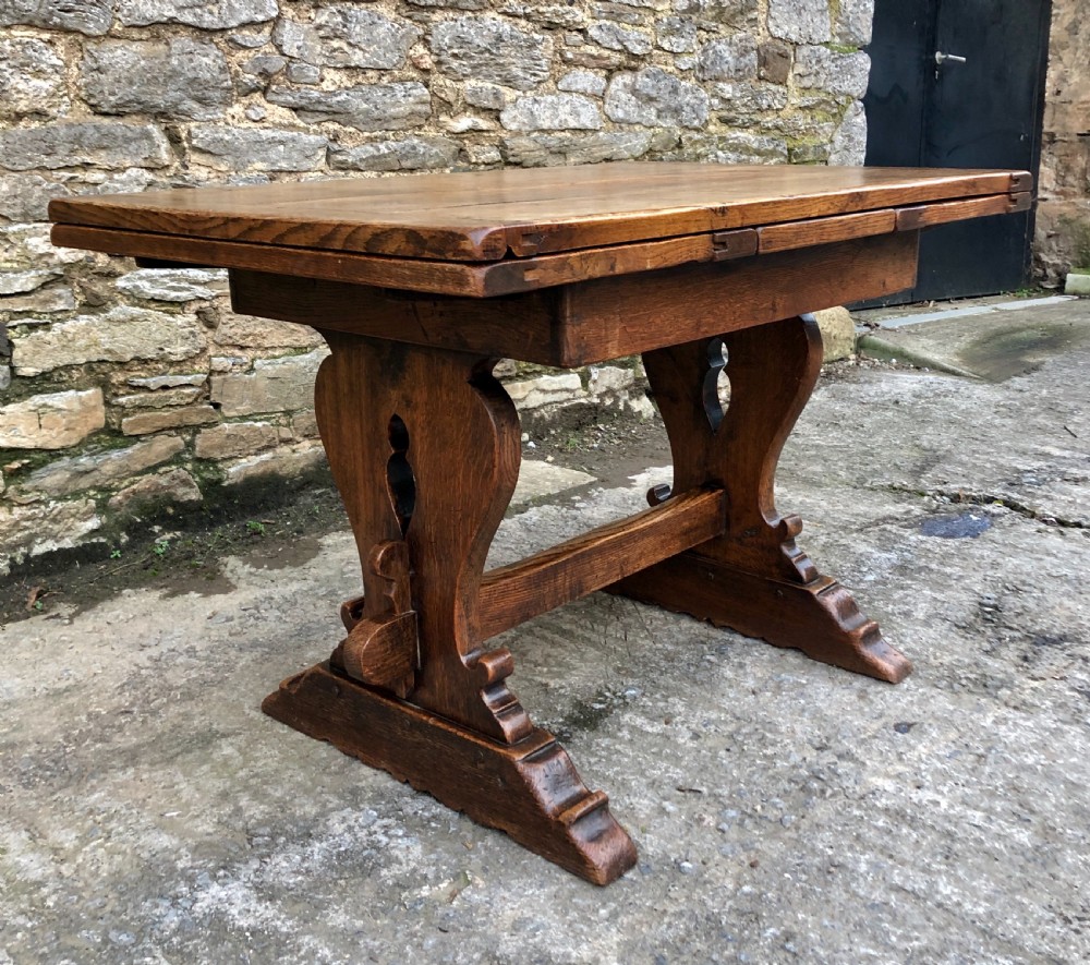 Antique Oak Draw Leaf Extending Refectory Table View VIII