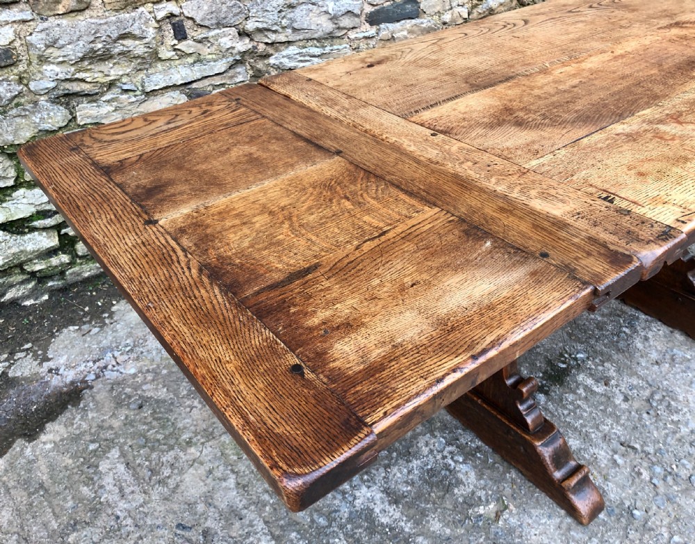 Antique Oak Draw Leaf Extending Refectory Table View XIII