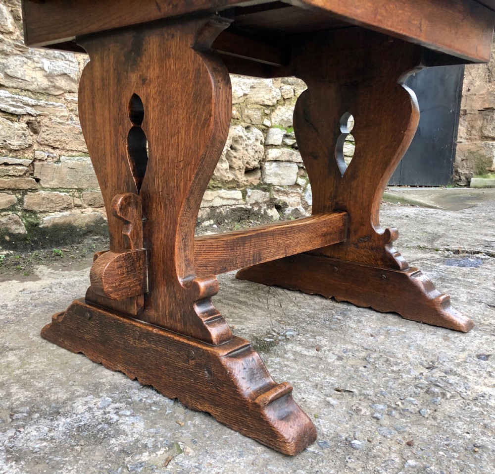 Antique Oak Draw Leaf Extending Refectory Table View XIX