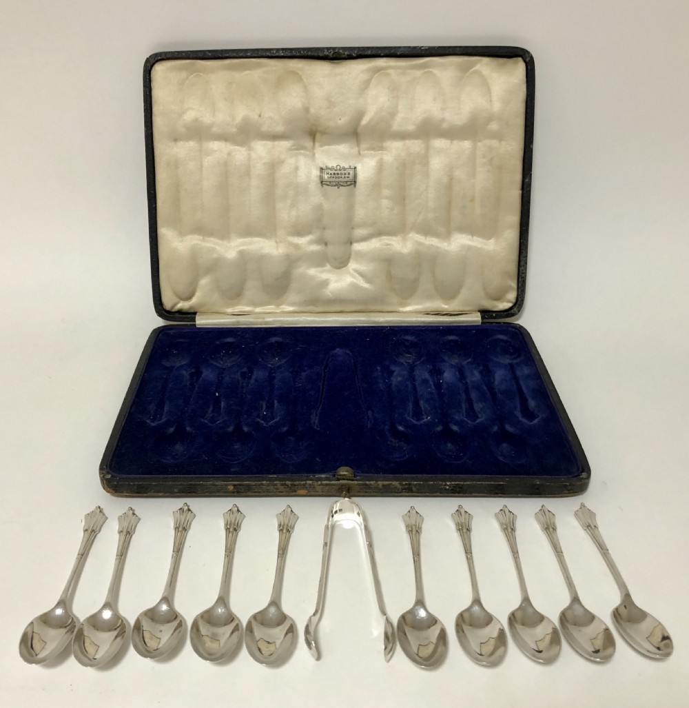 Set of Art Deco Solid Silver Teaspoons by Harrods View IX