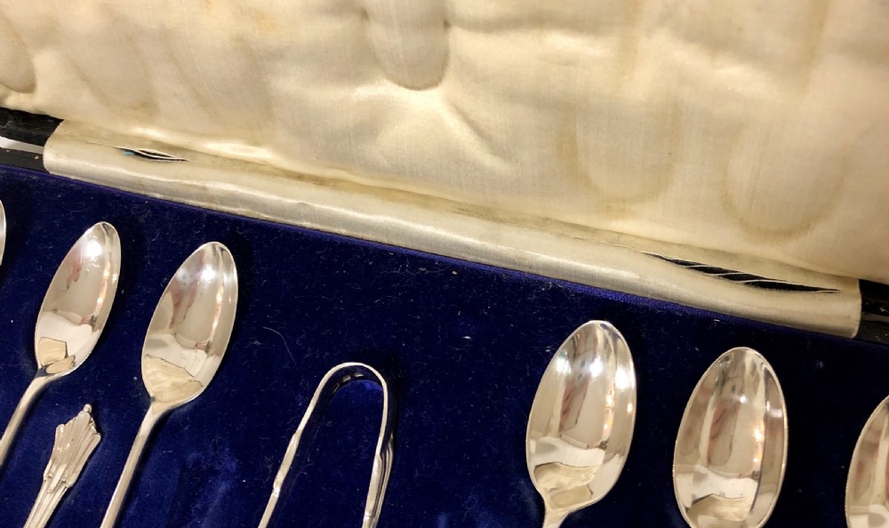 Set of Art Deco Solid Silver Teaspoons by Harrods View XV