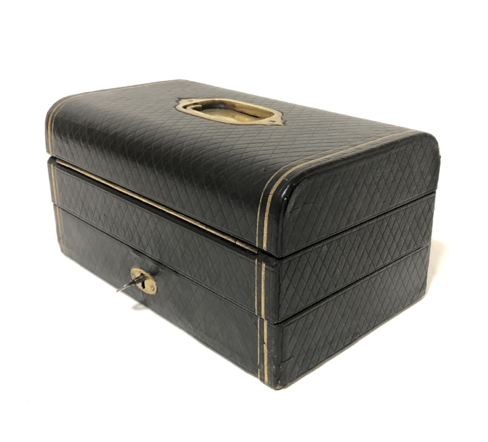 Antique Fitted Vanity Box with Silver Plated Pots View IX