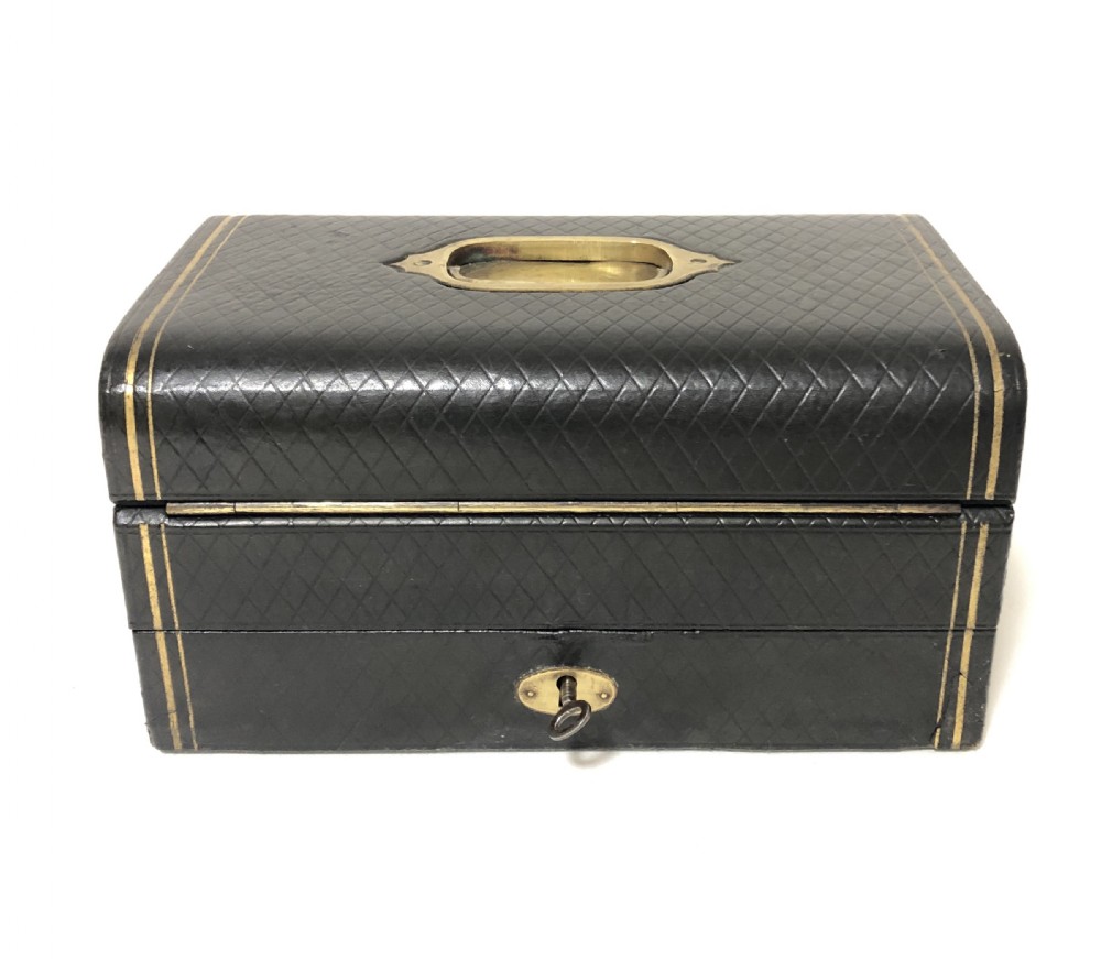 Antique Fitted Vanity Box with Silver Plated Pots View X