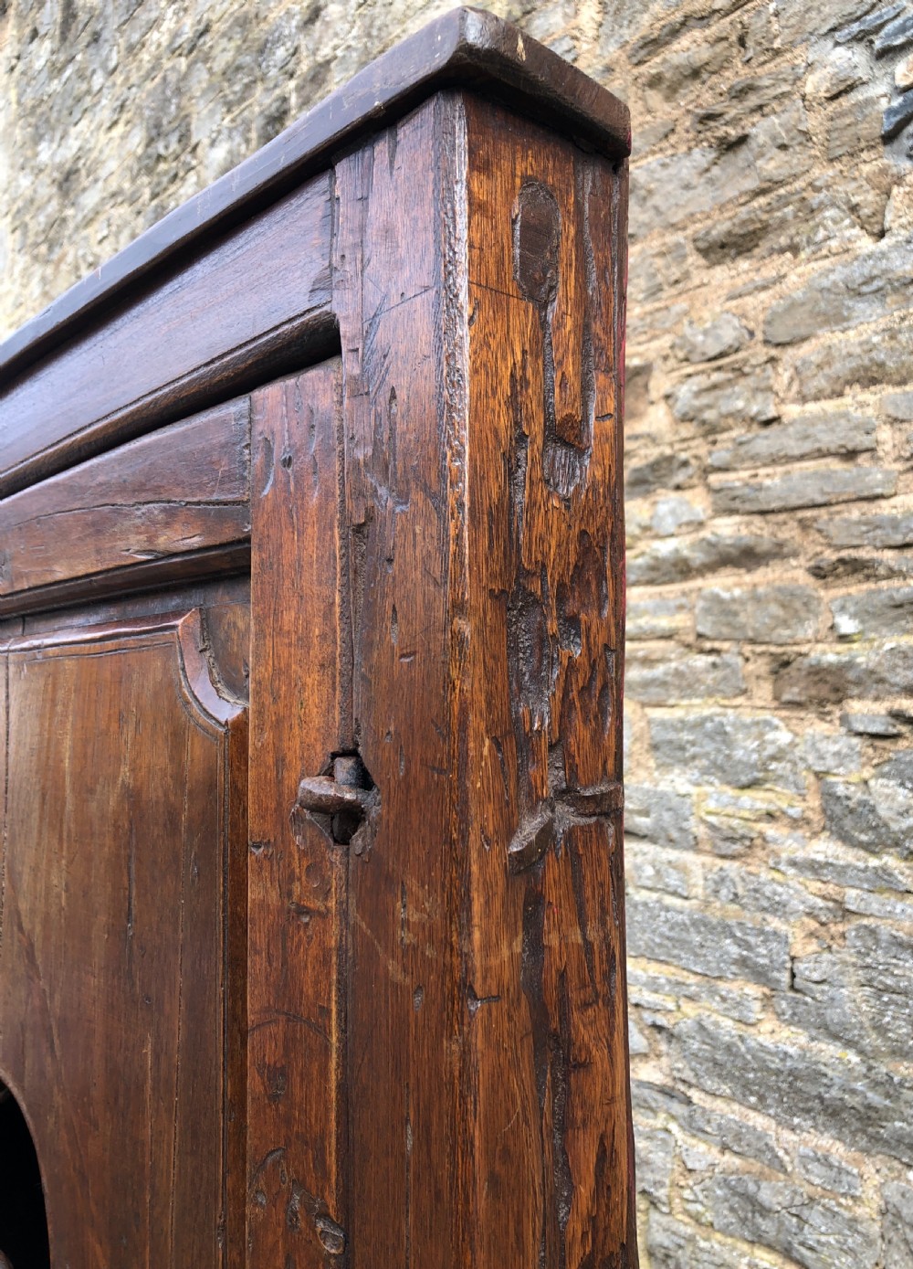 Antique Rustic Walnut Floor Standing Corner Cupboard View XIII