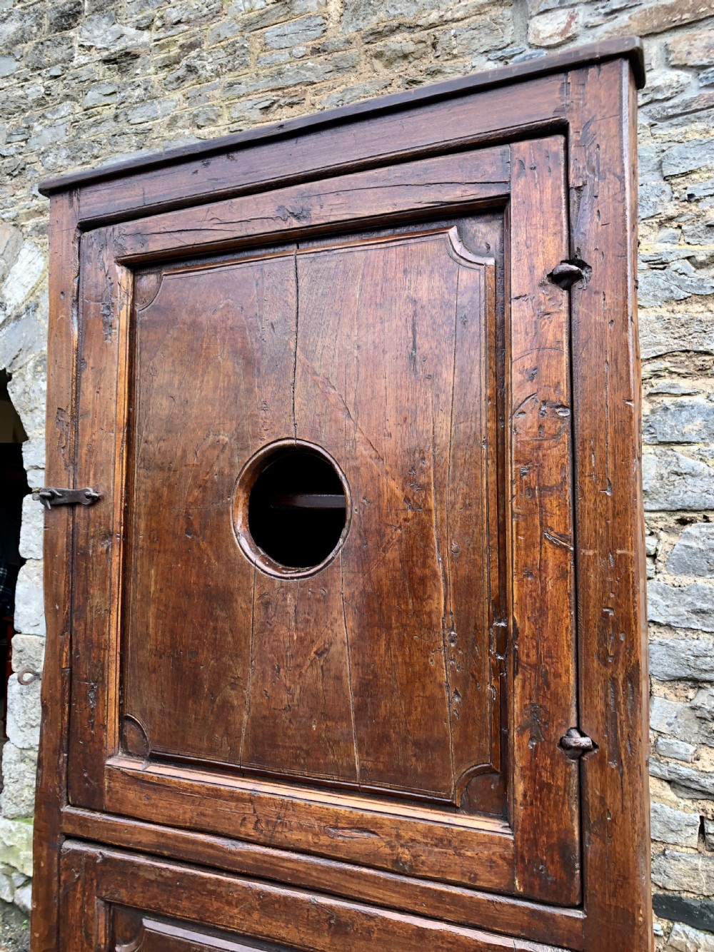 Antique Rustic Walnut Floor Standing Corner Cupboard View XV