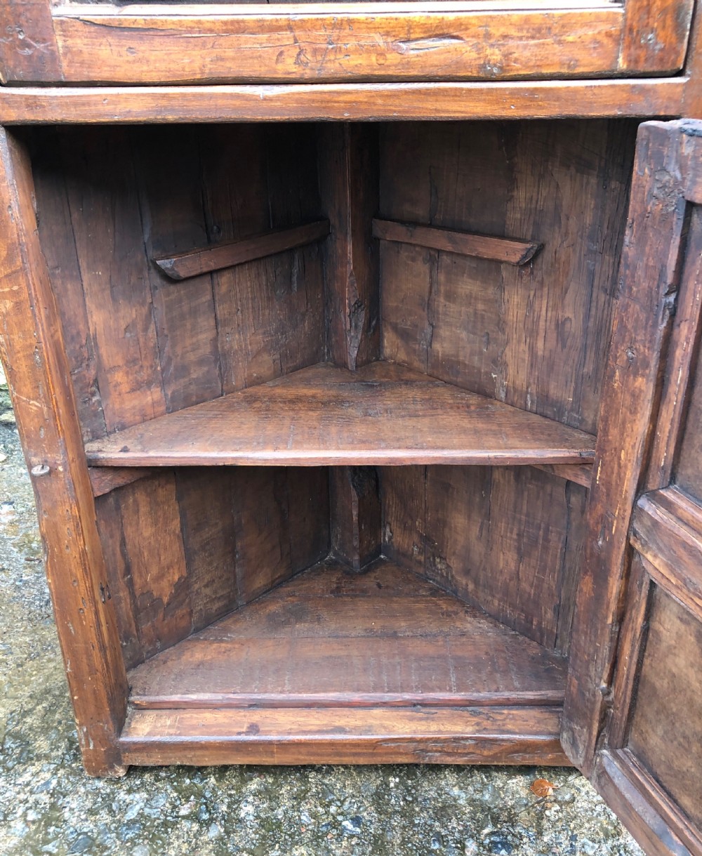 Antique Rustic Walnut Floor Standing Corner Cupboard View XVI