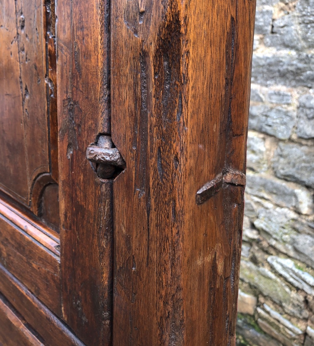 Antique Rustic Walnut Floor Standing Corner Cupboard View XVII