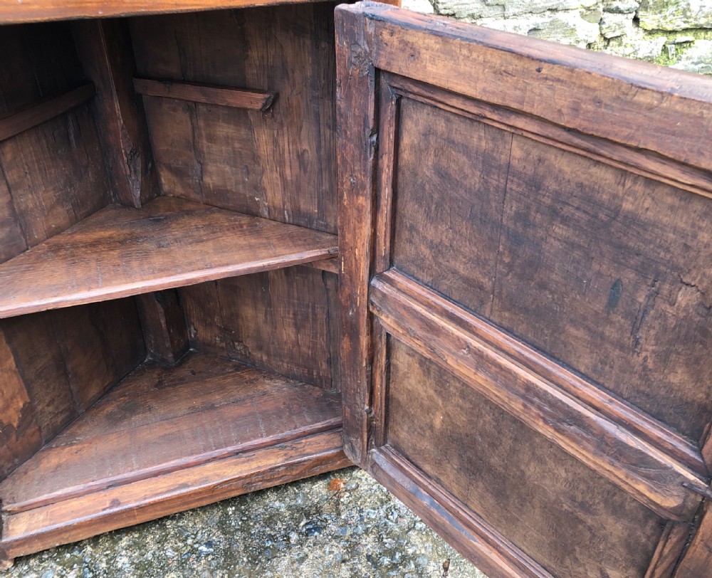 Antique Rustic Walnut Floor Standing Corner Cupboard View XVIII