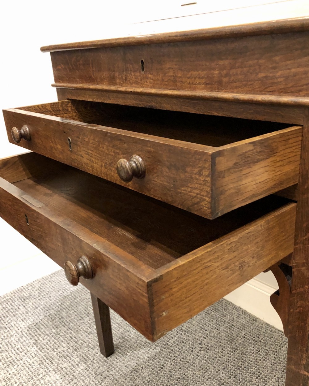Antique Oak Bureau Clerks Desk View VIII