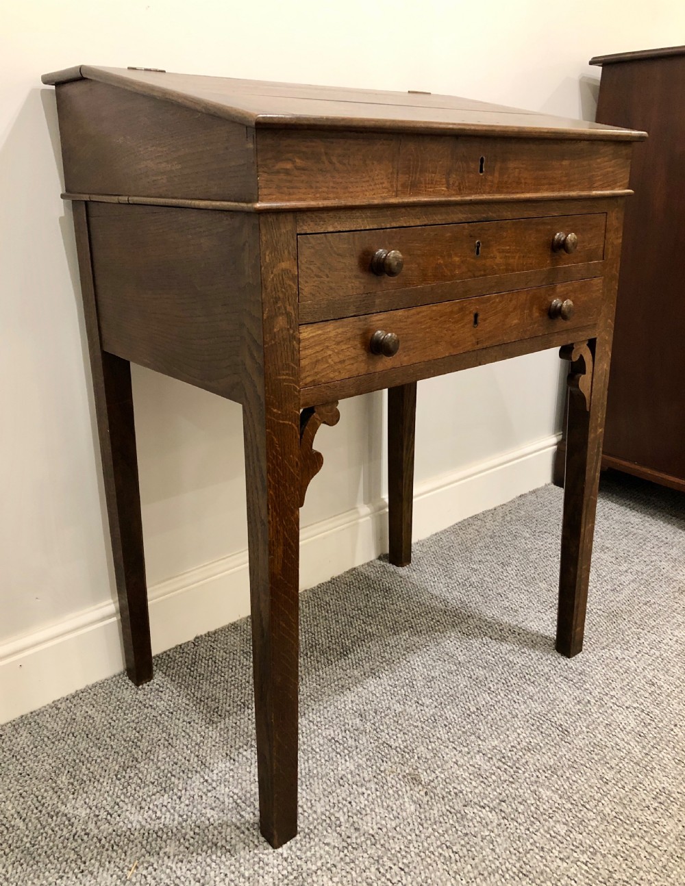 Antique Oak Bureau Clerks Desk View X
